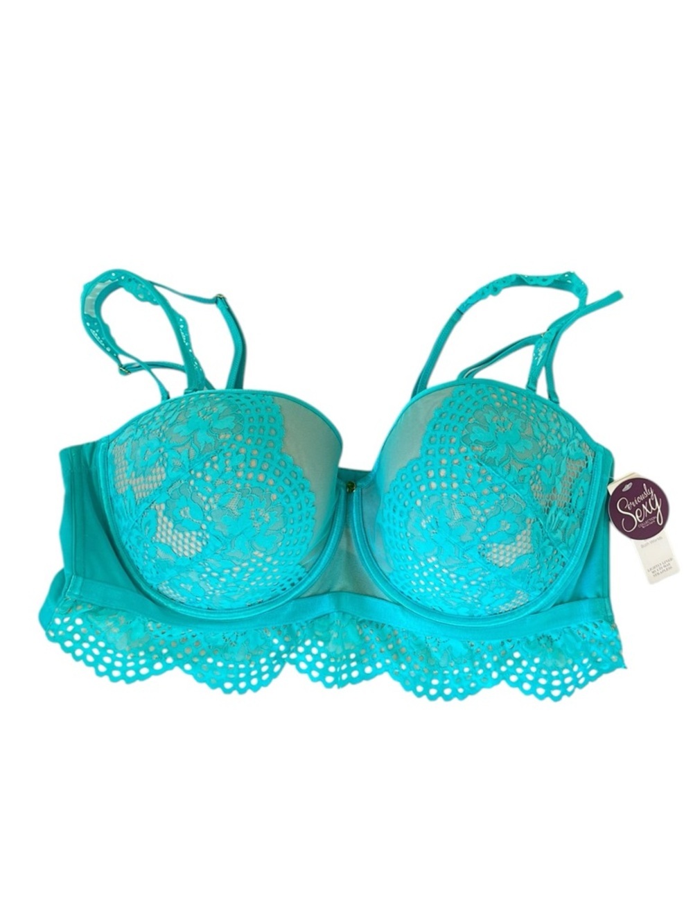 Cacique Lightly Lined Multi Way Strapless Lace Sexy Bra 44D NEW NWT Turquoise